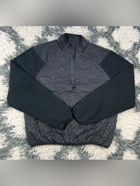 Fabletics Men’s Black Onyx 1/4 Zip Quilted Pattern Pullover Jacket Size M